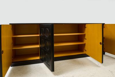 Vintage French Graphic Ebonized Oak Sideboard
