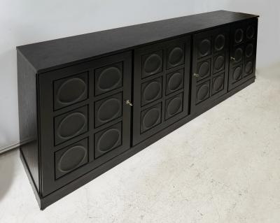 Vintage French Graphic Ebonized Oak Sideboard