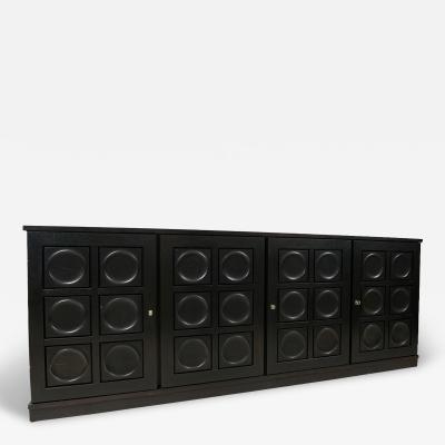 Vintage French Graphic Ebonized Oak Sideboard