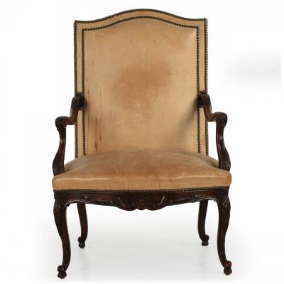 Vintage French Leather Fireside Club Chair 19th Century