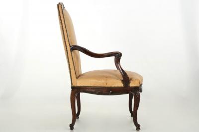 Vintage French Leather Fireside Club Chair 19th Century
