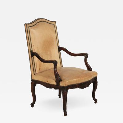 Vintage French Leather Fireside Club Chair 19th Century
