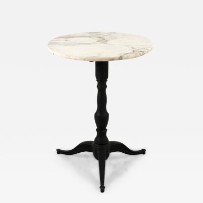 Vintage French Marble Topped Bistro Table with Iron Base