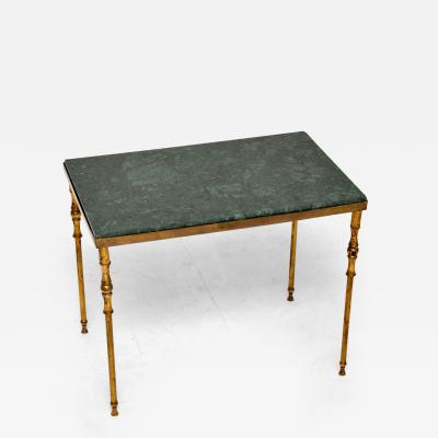 Vintage French Marble and Brass Side Table