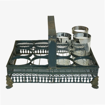 Vintage French Metal Drink Caddy with handle 1950s