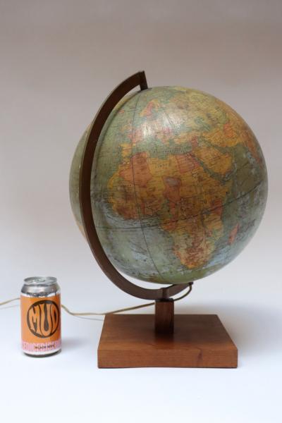 Vintage French Modern Illuminated Glass Globe Terrestre by Girard et Barr re