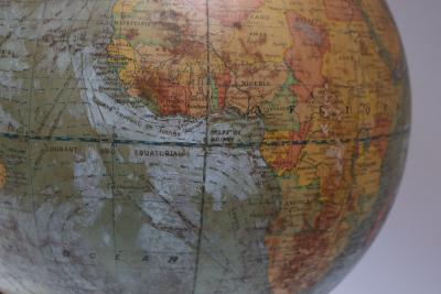 Vintage French Modern Illuminated Glass Globe Terrestre by Girard et Barr re