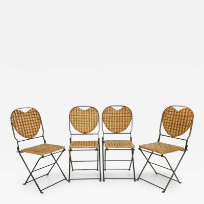 Vintage French Rattan and Wrought Iron Folding Chairs by Un Jardin En Plus 4 