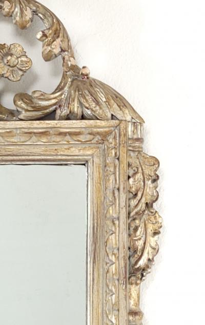 Vintage French Silvered Carved Wood Mirror circa 1950
