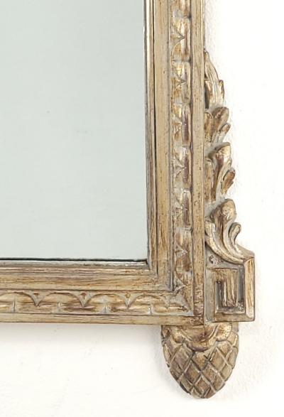 Vintage French Silvered Carved Wood Mirror circa 1950