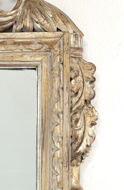 Vintage French Silvered Carved Wood Mirror circa 1950
