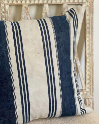 Vintage French Ticking Stripe Pillow 3