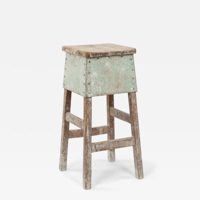 Vintage French Work Stool as Side Table