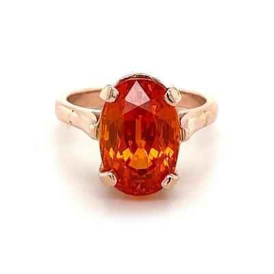 Vintage GIA Certified 11 16 Carat Oval Orange Sapphire in 14K Rose Gold