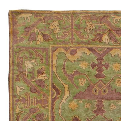 Vintage Geometric Green Purple Chinese Handmade Wool Rug