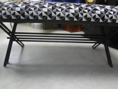 Vintage Geometric Wrought Iron Bench