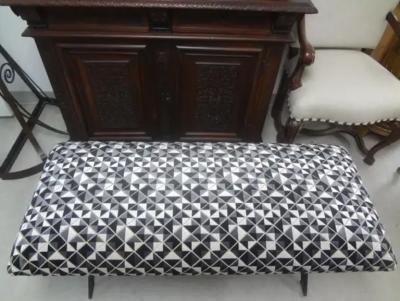 Vintage Geometric Wrought Iron Bench