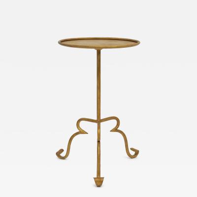 Vintage Gilt Iron Tripod Table With Stylized Base