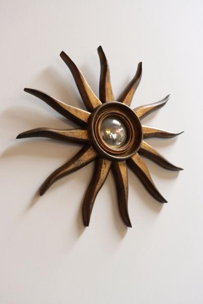 Vintage Giltwood Sunburst Soleil Convex Wall Mirror