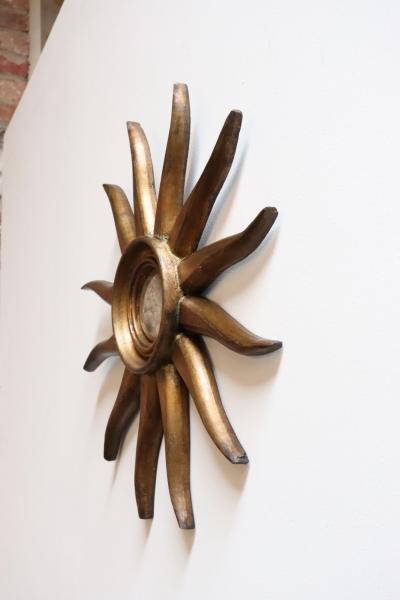 Vintage Giltwood Sunburst Soleil Convex Wall Mirror