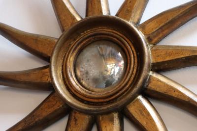 Vintage Giltwood Sunburst Soleil Convex Wall Mirror