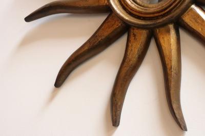 Vintage Giltwood Sunburst Soleil Convex Wall Mirror