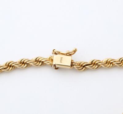 Vintage Gold Lariat on Rope Twist Chain with Tassels and a Ruby Flower