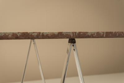 Vintage Gotland Limestone Table on Chrome Trestles Sweden 1970s