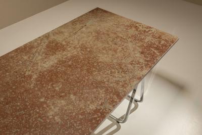 Vintage Gotland Limestone Table on Chrome Trestles Sweden 1970s