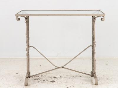 Vintage Gray Painted Iron Garden Table Console