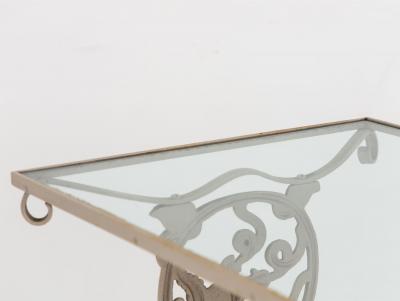 Vintage Gray Painted Iron Garden Table Console