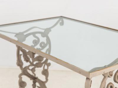 Vintage Gray Painted Iron Garden Table Console