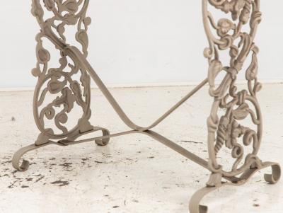Vintage Gray Painted Iron Garden Table Console