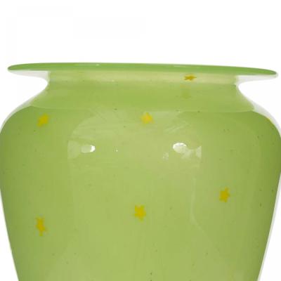 Vintage Green Glass Vase with Star Pattern
