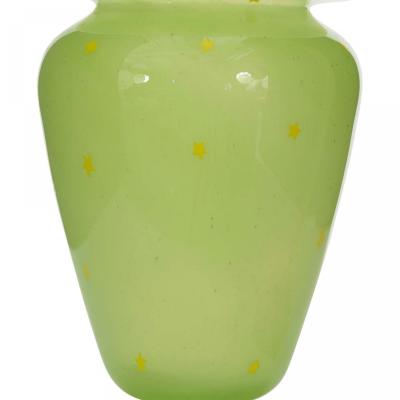 Vintage Green Glass Vase with Star Pattern