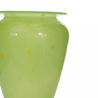 Vintage Green Glass Vase with Star Pattern