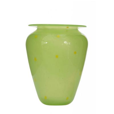 Vintage Green Glass Vase with Star Pattern