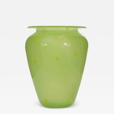 Vintage Green Glass Vase with Star Pattern