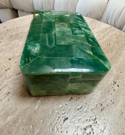 Vintage Green Malachite Style Tessellated Stone Box