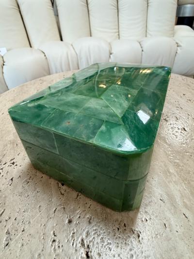Vintage Green Malachite Style Tessellated Stone Box