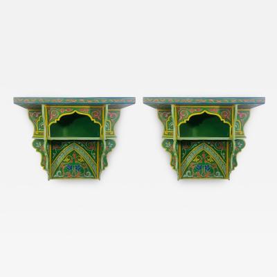 Vintage Green Moroccan Boho Chic Spice Shelf or Rack a Pair