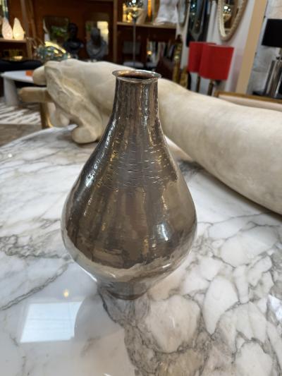 Vintage Hammered Silver Metal Vase