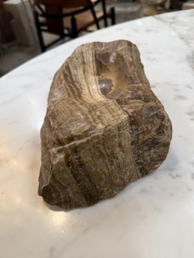 Vintage Hand Carved Brown Marble Ashtray Natural Raw Edge Stone