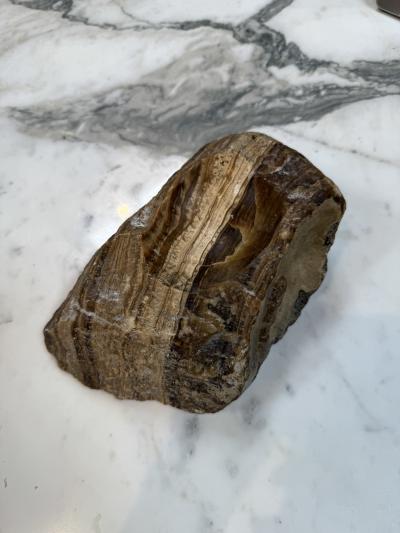 Vintage Hand Carved Brown Marble Ashtray Natural Raw Edge Stone