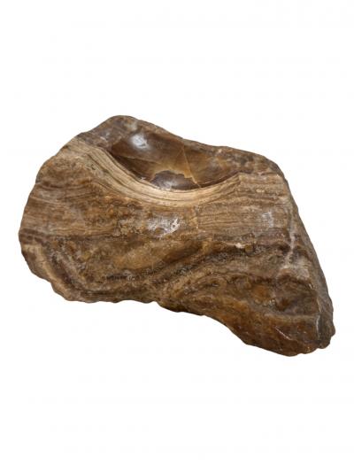 Vintage Hand Carved Brown Marble Ashtray Natural Raw Edge Stone