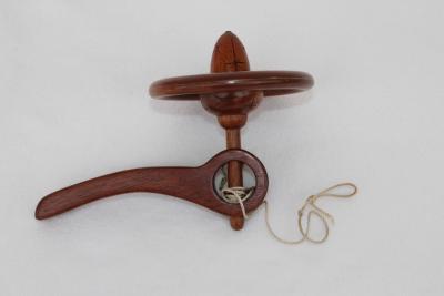 Vintage Hand Cranked Wooden Toy w Pull String