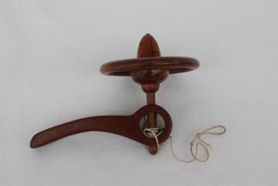 Vintage Hand Cranked Wooden Toy w Pull String