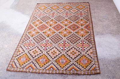 Vintage Hand Knotted Berber Wool Tribal Rug