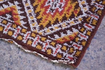 Vintage Hand Knotted Berber Wool Tribal Rug