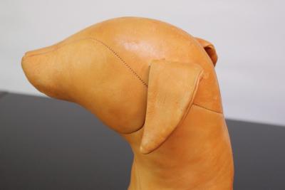 Vintage Hand Stitched Leather Dog Sculpture